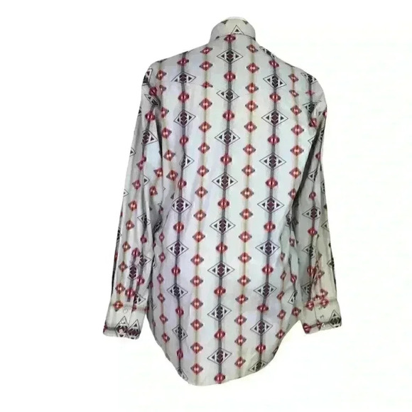 Wrangler Men L Aztec Southwest Western Snap Up Shirt Gray Cotton Long Sleeve VTG - Picture 4 of 7